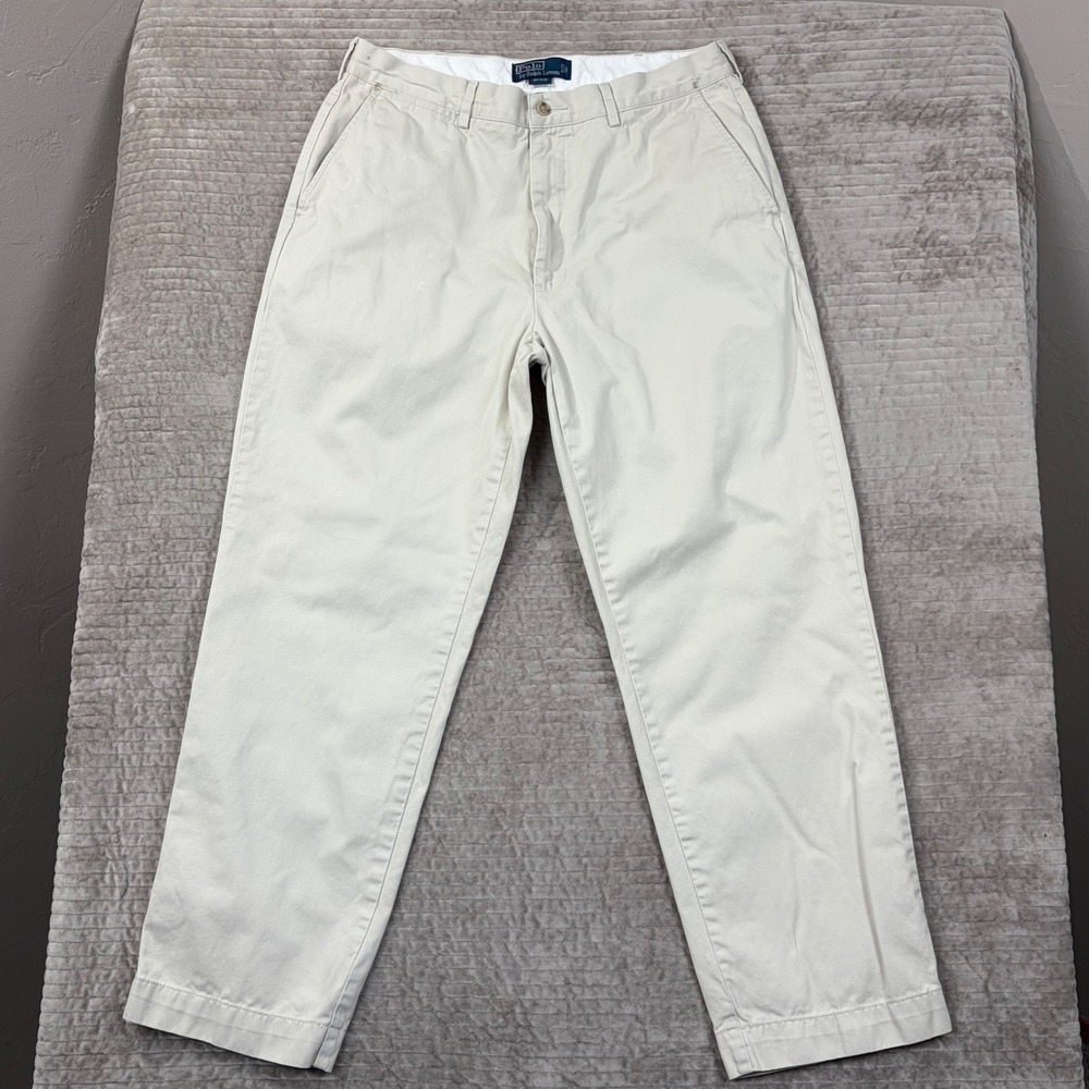 Polo Ralph Lauren Mens Classic Chino Pants Beige Cotton Straight Leg 35x30